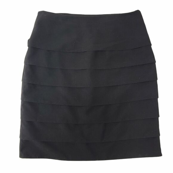 D.F.A. New York Ruffled Black A-Line Skirt - Picture 1 of 6